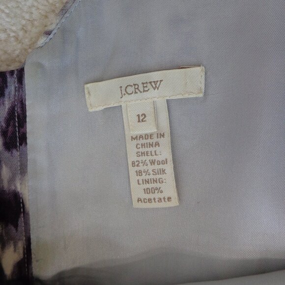 J.Crew Women's Leopard Print V Neck Wool‎ & Silk Full Lined Dress Size 12 - Picture 3 of 7
